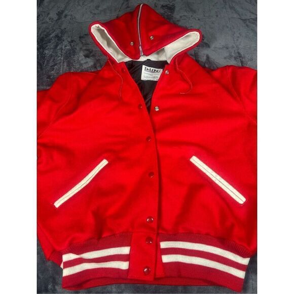 Vintage Delong‎ wool blend women’s Lettermans jacket size 44 - Picture 1 of 10